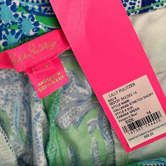 Lilly Pulitzer Callahan Stretch Shorts Keepin In Reel 14 NEW - Picture 2 of 4